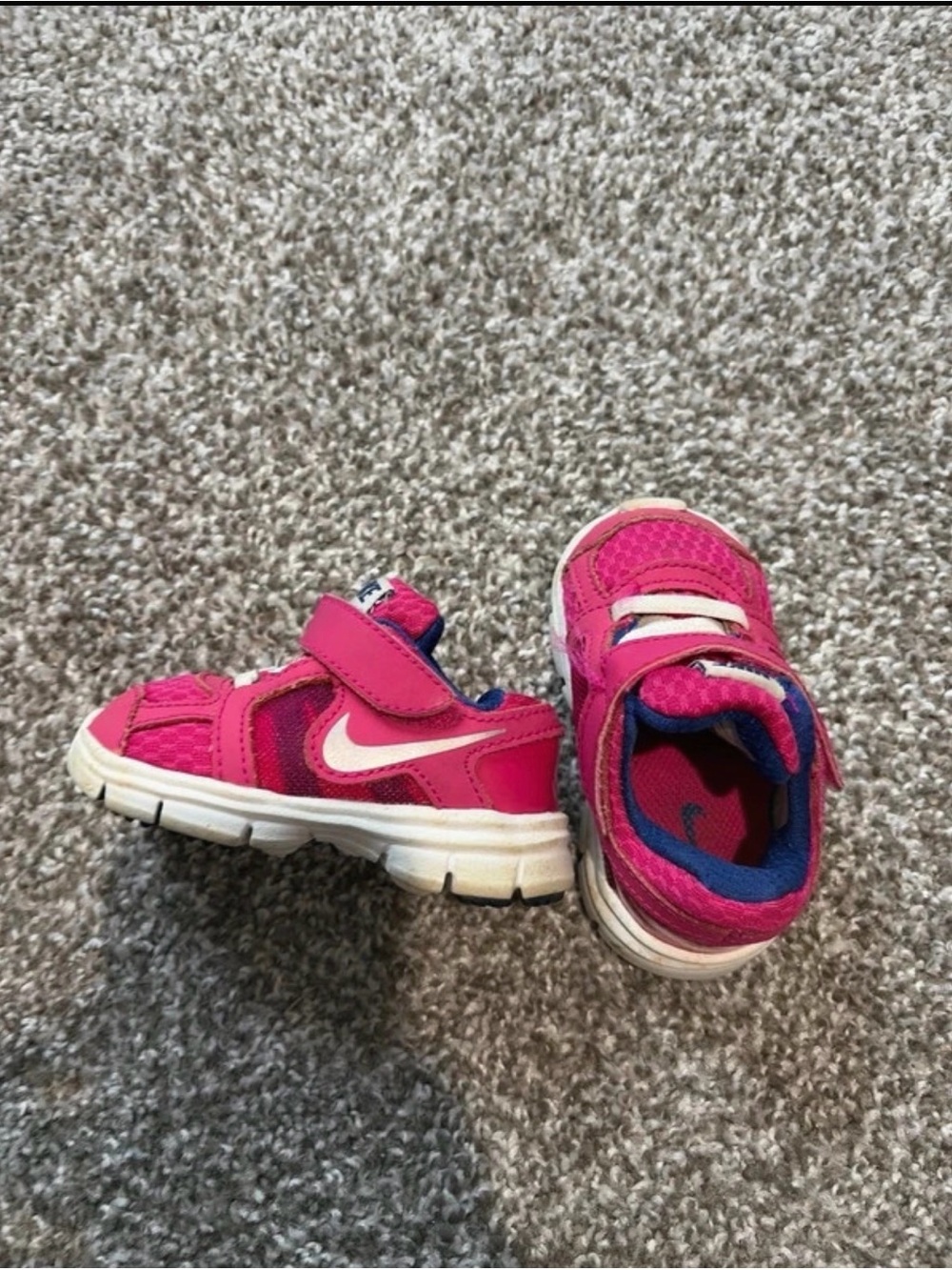 Nike Kids Hot Pink Velcro Athletic Sneakers with White Swoosh